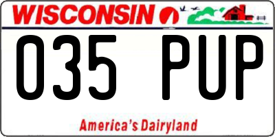 WI license plate 035PUP