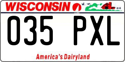 WI license plate 035PXL