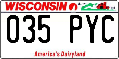 WI license plate 035PYC