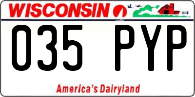 WI license plate 035PYP