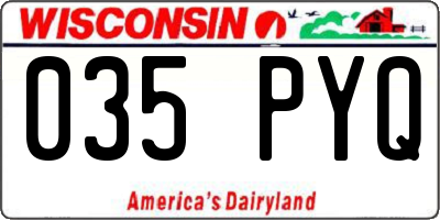 WI license plate 035PYQ