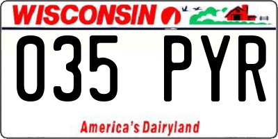 WI license plate 035PYR