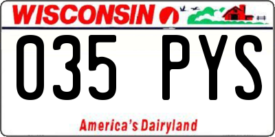 WI license plate 035PYS