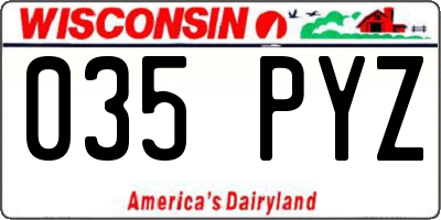 WI license plate 035PYZ