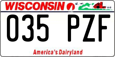 WI license plate 035PZF