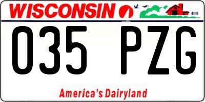 WI license plate 035PZG