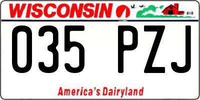 WI license plate 035PZJ