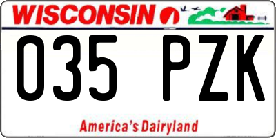 WI license plate 035PZK