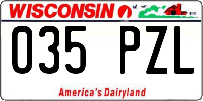 WI license plate 035PZL