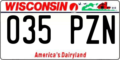 WI license plate 035PZN