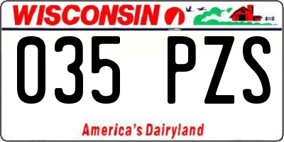 WI license plate 035PZS