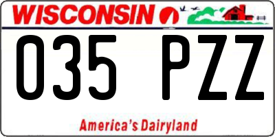 WI license plate 035PZZ