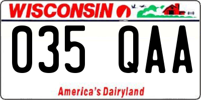 WI license plate 035QAA