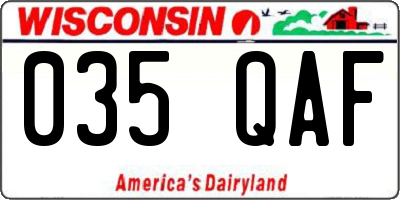 WI license plate 035QAF