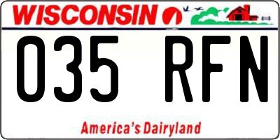 WI license plate 035RFN