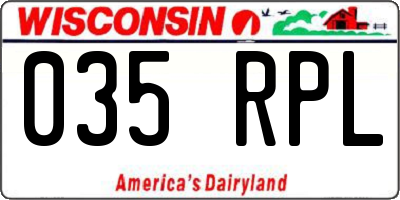 WI license plate 035RPL