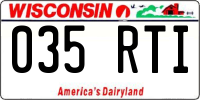 WI license plate 035RTI