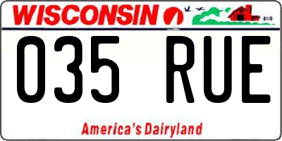 WI license plate 035RUE