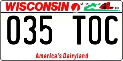 WI license plate 035TOC
