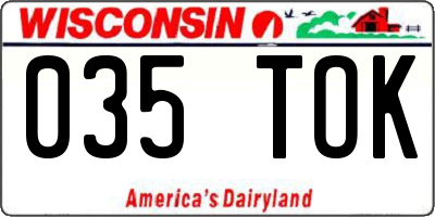 WI license plate 035TOK