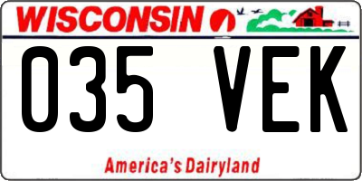 WI license plate 035VEK