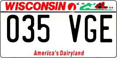 WI license plate 035VGE
