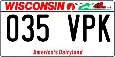 WI license plate 035VPK