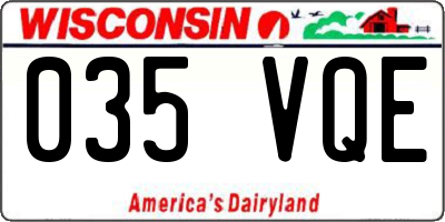 WI license plate 035VQE