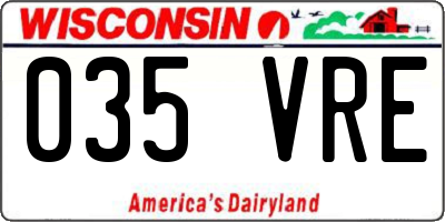 WI license plate 035VRE