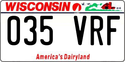 WI license plate 035VRF