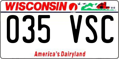 WI license plate 035VSC