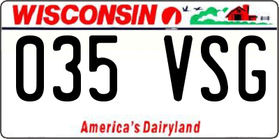WI license plate 035VSG