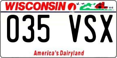 WI license plate 035VSX