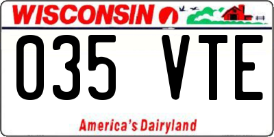 WI license plate 035VTE