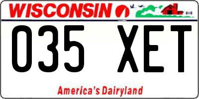WI license plate 035XET