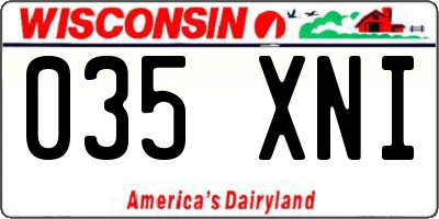 WI license plate 035XNI