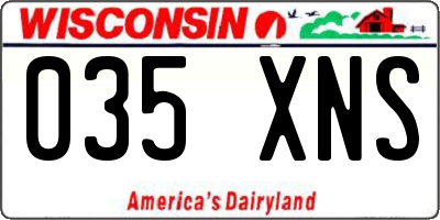 WI license plate 035XNS