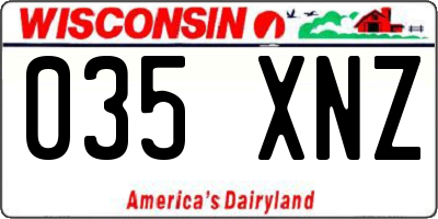 WI license plate 035XNZ