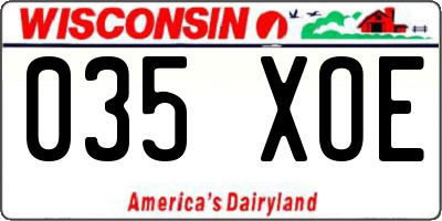 WI license plate 035XOE