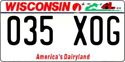 WI license plate 035XOG