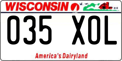 WI license plate 035XOL