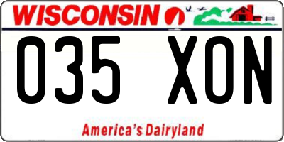 WI license plate 035XON