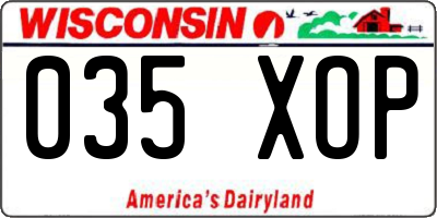 WI license plate 035XOP