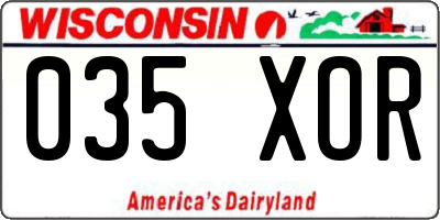 WI license plate 035XOR