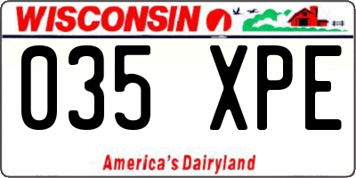 WI license plate 035XPE
