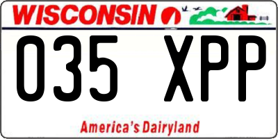 WI license plate 035XPP