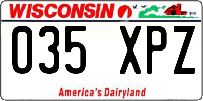 WI license plate 035XPZ