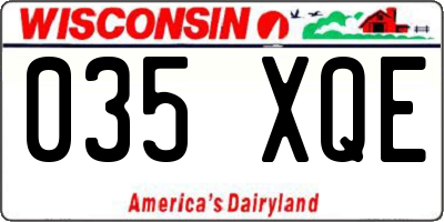 WI license plate 035XQE