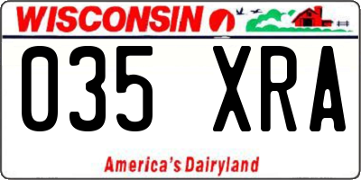 WI license plate 035XRA