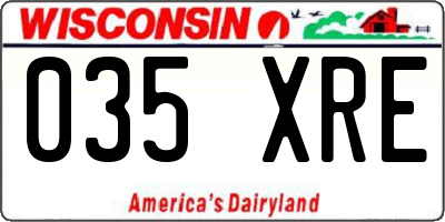 WI license plate 035XRE